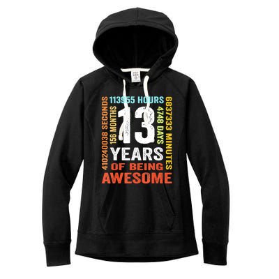 Vintage 13th Birthday Shirt Gift 13 Years Old Being Awesome Women's Fleece Hoodie