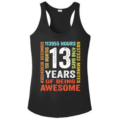 Vintage 13th Birthday Shirt Gift 13 Years Old Being Awesome Ladies PosiCharge Competitor Racerback Tank