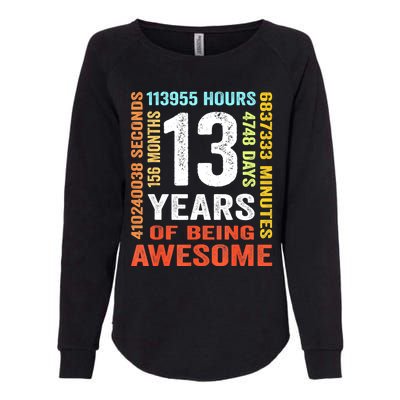 Vintage 13th Birthday Shirt Gift 13 Years Old Being Awesome Womens California Wash Sweatshirt