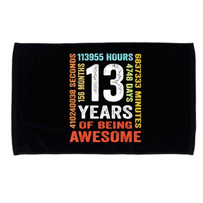 Vintage 13th Birthday Shirt Gift 13 Years Old Being Awesome Microfiber Hand Towel