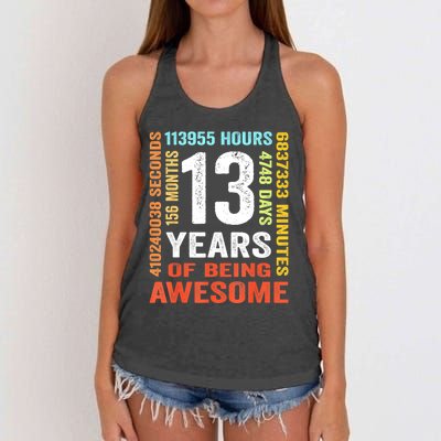 Vintage 13th Birthday Shirt Gift 13 Years Old Being Awesome Women's Knotted Racerback Tank