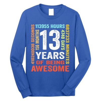 Vintage 13th Birthday Shirt Gift 13 Years Old Being Awesome Long Sleeve Shirt