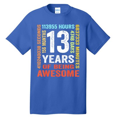 Vintage 13th Birthday Shirt Gift 13 Years Old Being Awesome Tall T-Shirt