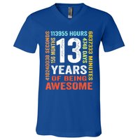 Vintage 13th Birthday Shirt Gift 13 Years Old Being Awesome V-Neck T-Shirt