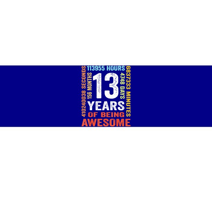 Vintage 13th Birthday Shirt Gift 13 Years Old Being Awesome Bumper Sticker