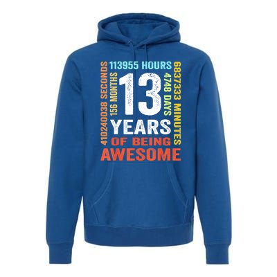 Vintage 13th Birthday Shirt Gift 13 Years Old Being Awesome Premium Hoodie