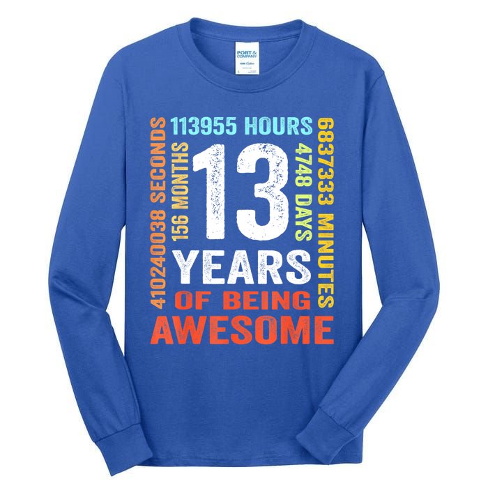 Vintage 13th Birthday Shirt Gift 13 Years Old Being Awesome Tall Long Sleeve T-Shirt