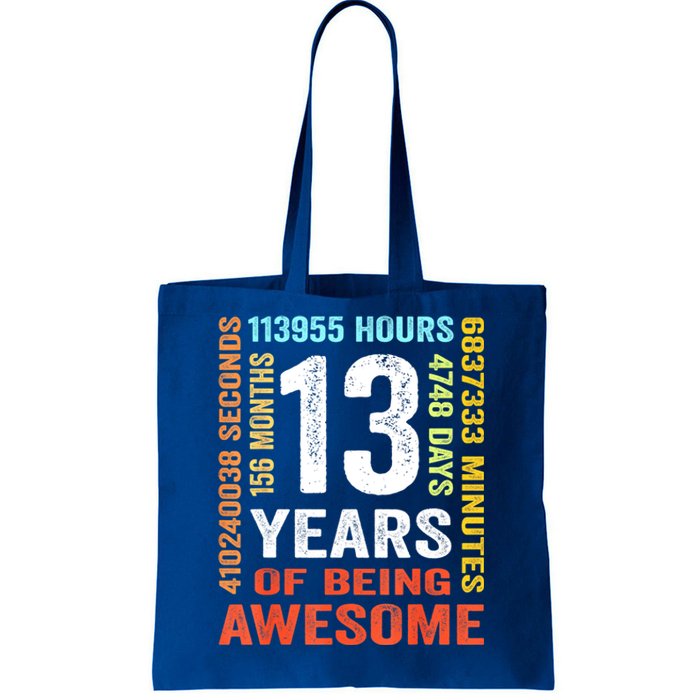 Vintage 13th Birthday Shirt Gift 13 Years Old Being Awesome Tote Bag