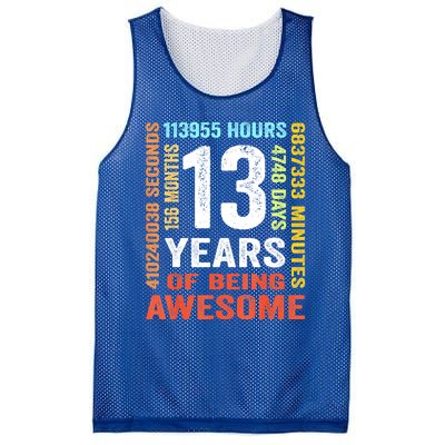 Vintage 13th Birthday Shirt Gift 13 Years Old Being Awesome Mesh Reversible Basketball Jersey Tank