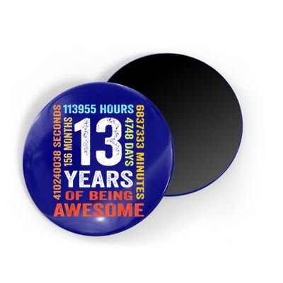 Vintage 13th Birthday Shirt Gift 13 Years Old Being Awesome Magnet