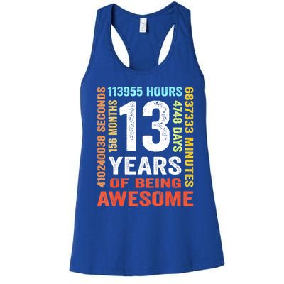 Vintage 13th Birthday Shirt Gift 13 Years Old Being Awesome Women's Racerback Tank