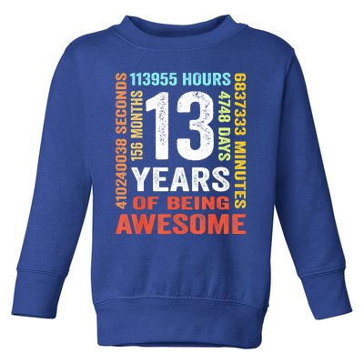 Vintage 13th Birthday Shirt Gift 13 Years Old Being Awesome Toddler Sweatshirt