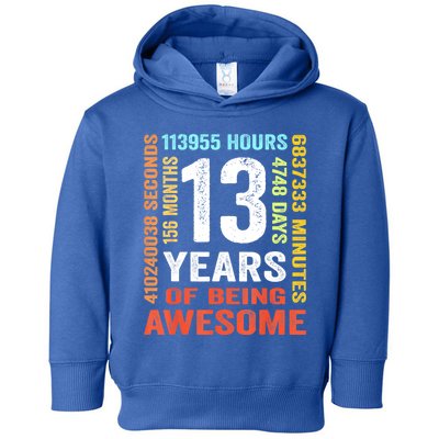 Vintage 13th Birthday Shirt Gift 13 Years Old Being Awesome Toddler Hoodie