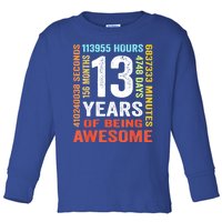 Vintage 13th Birthday Shirt Gift 13 Years Old Being Awesome Toddler Long Sleeve Shirt