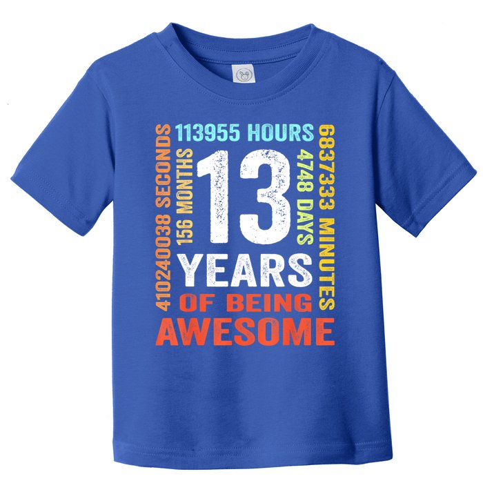 Vintage 13th Birthday Shirt Gift 13 Years Old Being Awesome Toddler T-Shirt