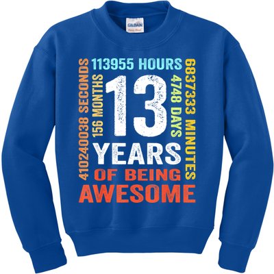 Vintage 13th Birthday Shirt Gift 13 Years Old Being Awesome Kids Sweatshirt