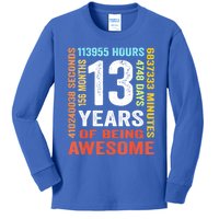 Vintage 13th Birthday Shirt Gift 13 Years Old Being Awesome Kids Long Sleeve Shirt