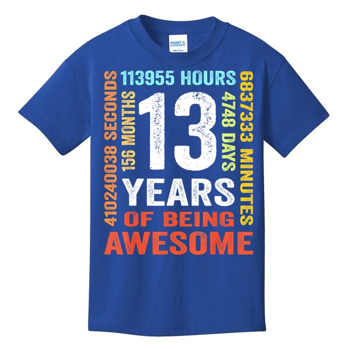 Vintage 13th Birthday Shirt Gift 13 Years Old Being Awesome Kids T-Shirt