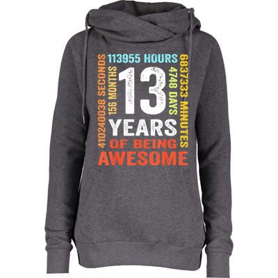 Vintage 13th Birthday Shirt Gift 13 Years Old Being Awesome Womens Funnel Neck Pullover Hood