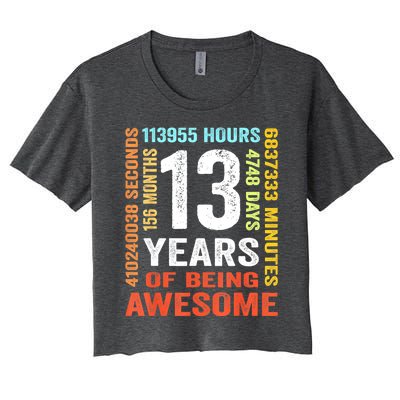 Vintage 13th Birthday Shirt Gift 13 Years Old Being Awesome Women's Crop Top Tee