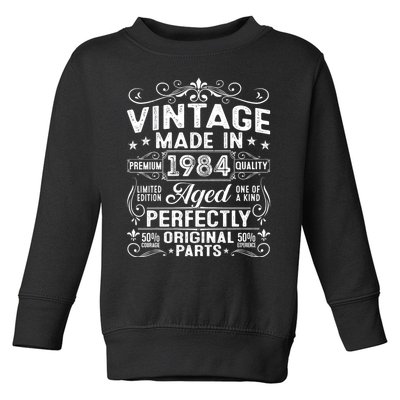 Vintage 1984 Bday 40 Year Old Retro 40th Birthday Gifts Toddler Sweatshirt