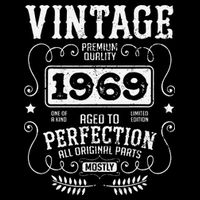 VINTAGE 1969 Birth Year Birthday Funny Quotes Retro Graphic Toddler Hoodie