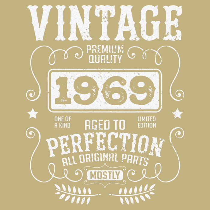 VINTAGE 1969 Birth Year Birthday Funny Quotes Retro Graphic Button