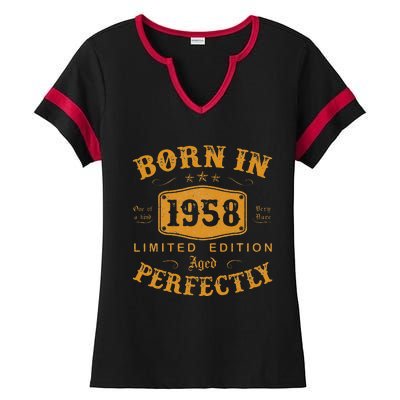 Vintage 1958 Birthday Celebration 65th Year Gift Ladies Halftime Notch Neck Tee