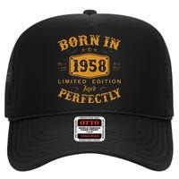 Vintage 1958 Birthday Celebration 65th Year Gift High Crown Mesh Back Trucker Hat