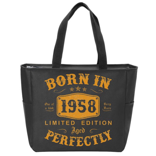 Vintage 1958 Birthday Celebration 65th Year Gift Zip Tote Bag