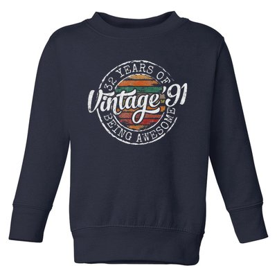 Vintage 1991 Bday Stamp 32nd Birthday Gifts 32 Year Old Toddler Sweatshirt