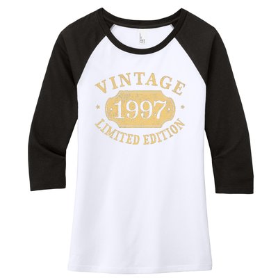 Vintage 1997 Birthday 25th Limited Edition Women's Tri-Blend 3/4-Sleeve Raglan Shirt