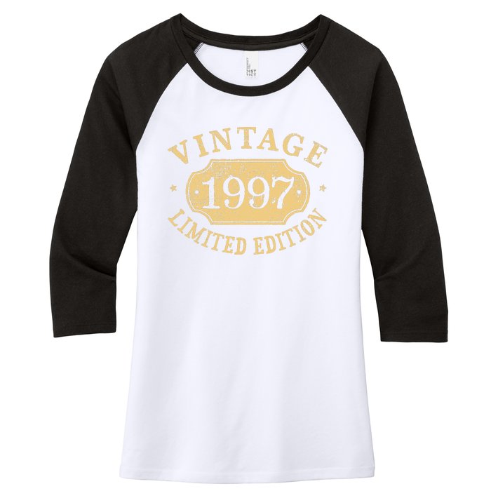 Vintage 1997 Birthday 25th Limited Edition Women's Tri-Blend 3/4-Sleeve Raglan Shirt