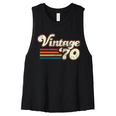 Vintage 1970 Birthday Women's Racerback Cropped Tank