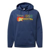 Vintage 1958 Birthday Gifts Guitar Lovers 65th Birthday Performance Fleece Hoodie