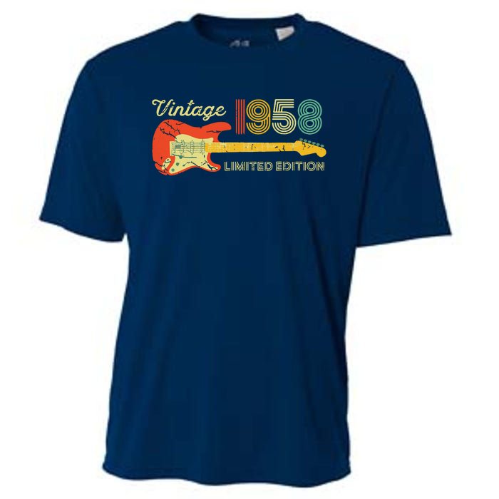 Vintage 1958 Birthday Gifts Guitar Lovers 65th Birthday Cooling Performance Crew T-Shirt