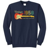 Vintage 1958 Birthday Gifts Guitar Lovers 65th Birthday Tall Sweatshirt