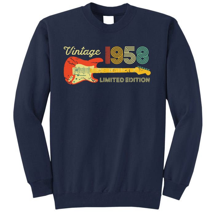 Vintage 1958 Birthday Gifts Guitar Lovers 65th Birthday Tall Sweatshirt