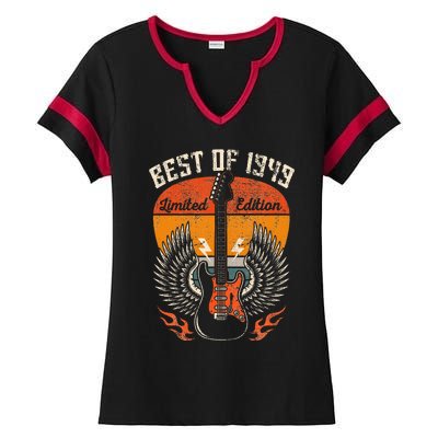 Vintage 1949 Birthday Gifts Guitar Lovers 75th Ladies Halftime Notch Neck Tee