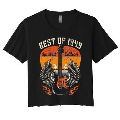 Vintage 1949 Birthday Gifts Guitar Lovers 75th Women's Crop Top Tee