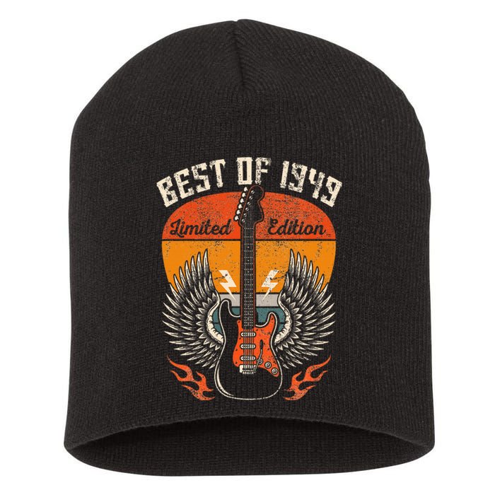 Vintage 1949 Birthday Gifts Guitar Lovers 75th Short Acrylic Beanie