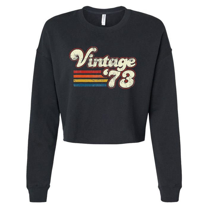 Vintage 1973 Birthday Cropped Pullover Crew