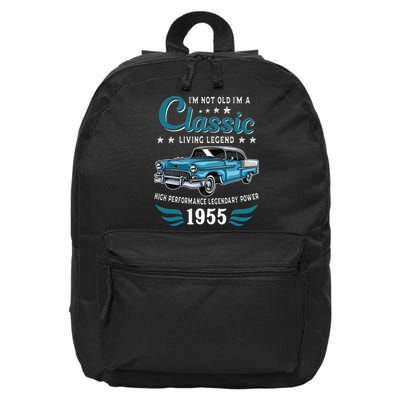 Vintage 1955 Birthday Classic Car For Legends Born In 1955 16 in Basic Backpack