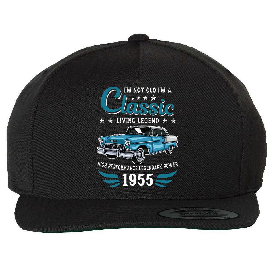 Vintage 1955 Birthday Classic Car For Legends Born In 1955 Wool Snapback Cap