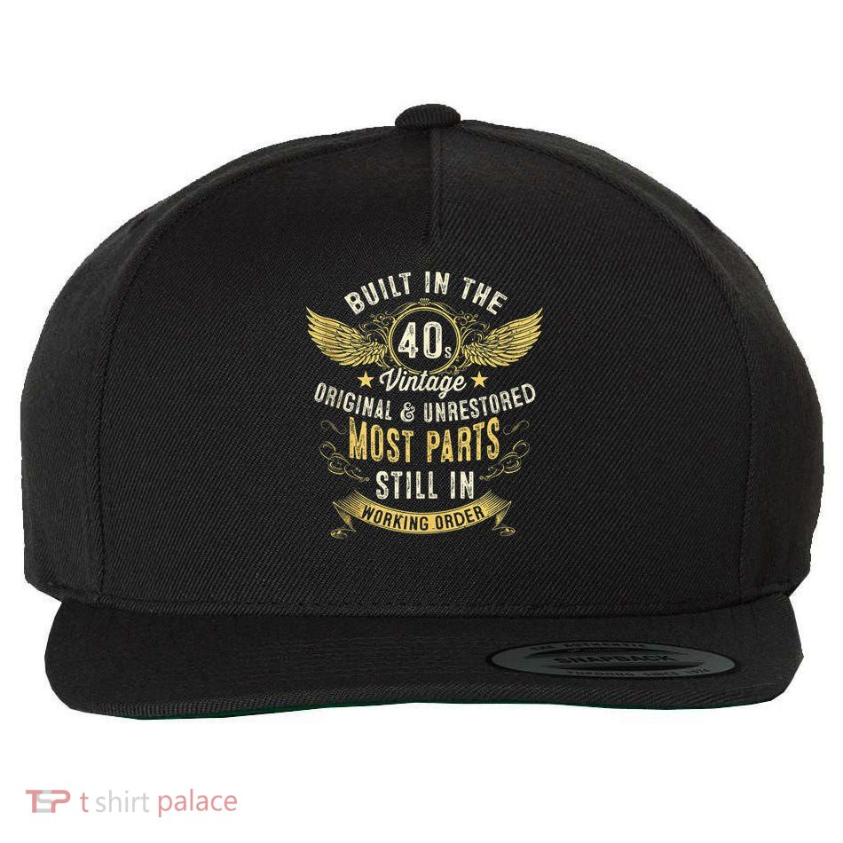 Vintage 1940s Built In The 40s Forties 80th Birthday Wool Snapback Cap