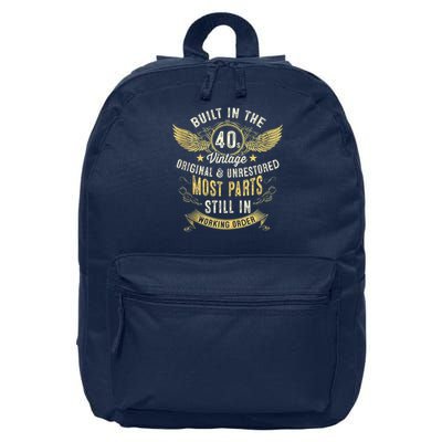 Vintage 1940s Built In The 40s Forties 80th Birthday 16 in Basic Backpack