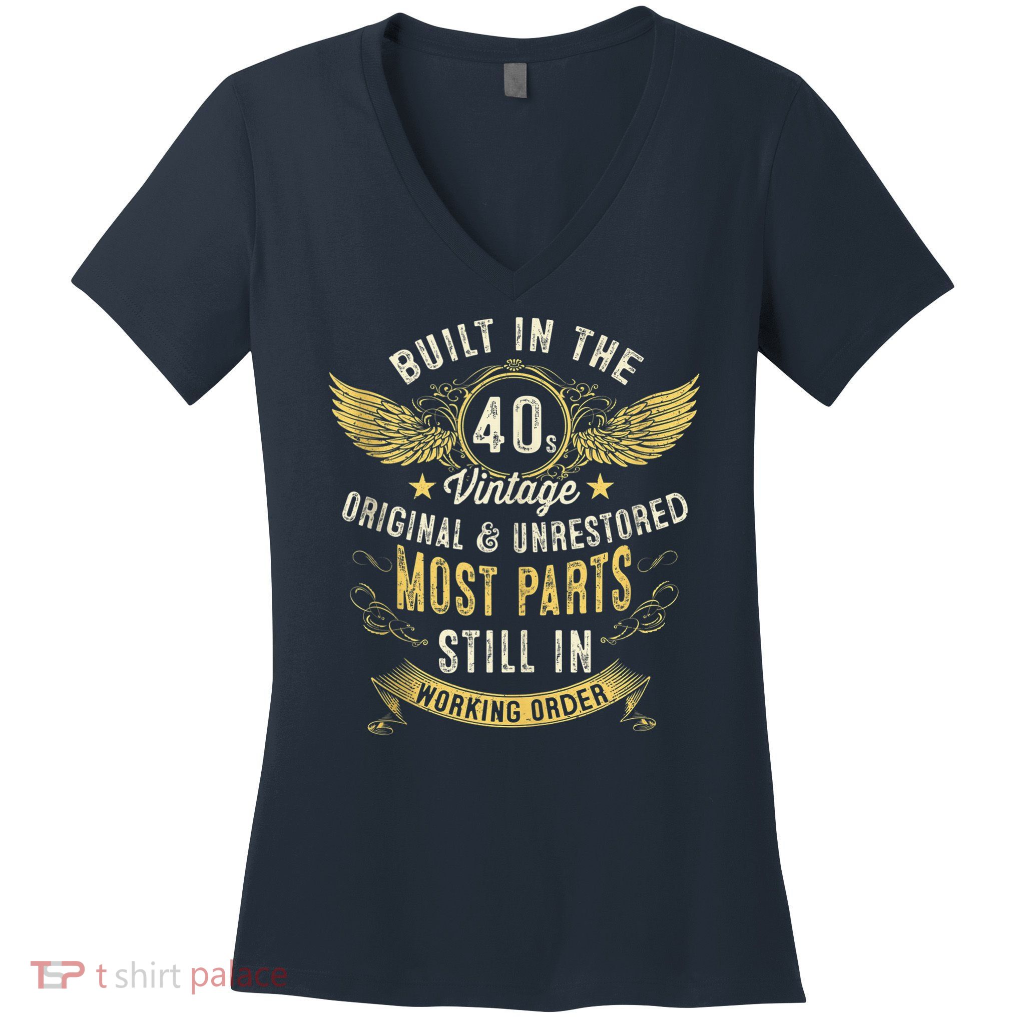 Vintage 1940s Built In The 40s Forties 80th Birthday Women's V-Neck T-Shirt