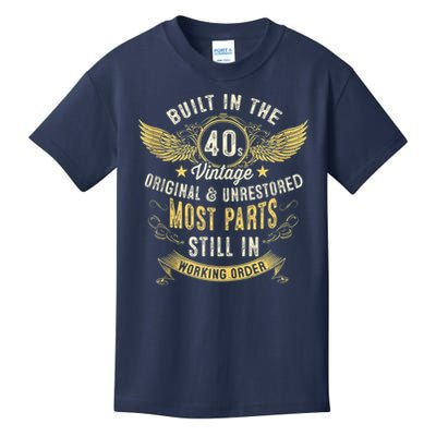 Vintage 1940s Built In The 40s Forties 80th Birthday Kids T-Shirt