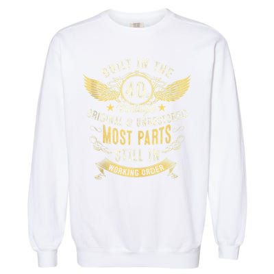 Vintage 1940s Built In The 40s Forties 80th Birthday Garment-Dyed Sweatshirt