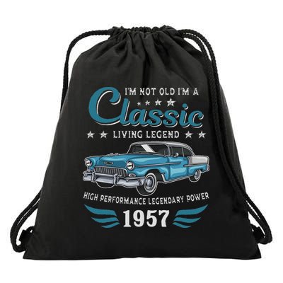 Vintage 1957 Birthday Classic Car For Legends Born In 1957 Drawstring Bag